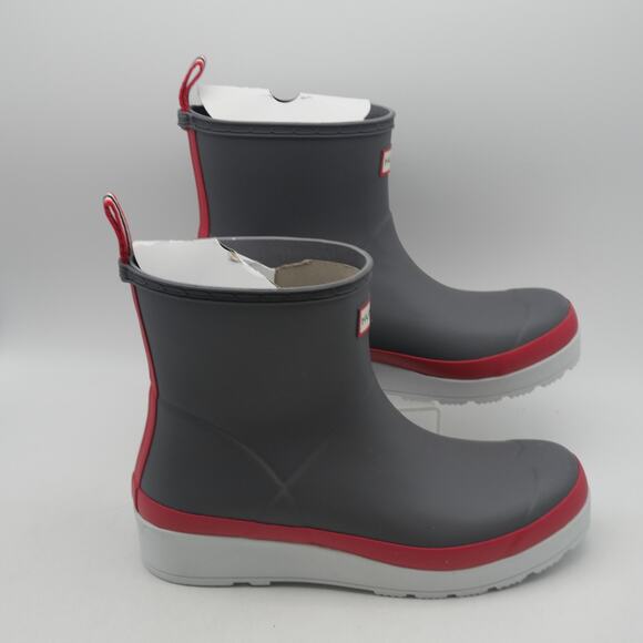 NEW Hunter Original Short Play Women's 10 Waterproof Rain Boots Gray Red UK 8 - Picture 4 of 8